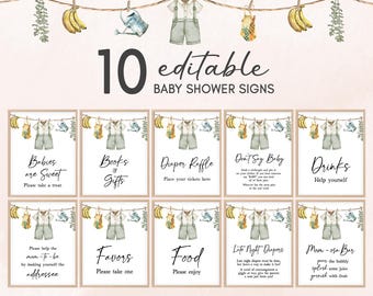 Bewerkbaar bord voor babyshower van eigen bodem, bord bohowas lokaal geteelde babyshowerbundel, bord Boy Farmers Market babyshower, 01081