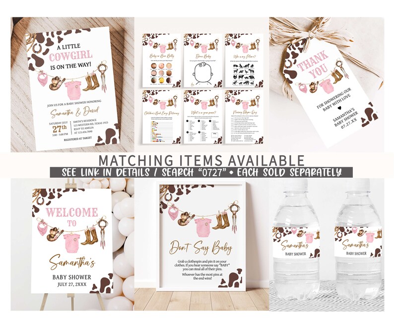 Editable Little Cowgirl Baby Shower Sign, Girl Baby Clothes