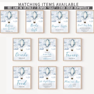 Editable Adventure Awaits Baby Shower Due Date Calendar, Blue Hot Air Balloon Baby Shower Calendar, Adventure Awaits Boy Baby Shower, 0643 image 3