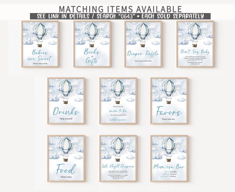 Editable Adventure Awaits Baby Shower Due Date Calendar, Blue Hot Air Balloon Baby Shower Calendar, Adventure Awaits Boy Baby Shower, 0643 image 3