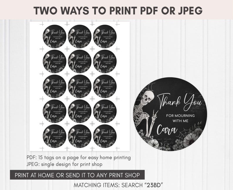 a black and white photo of a round sticker with the words thank you for