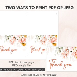 a pair of thank cards with flowers on them