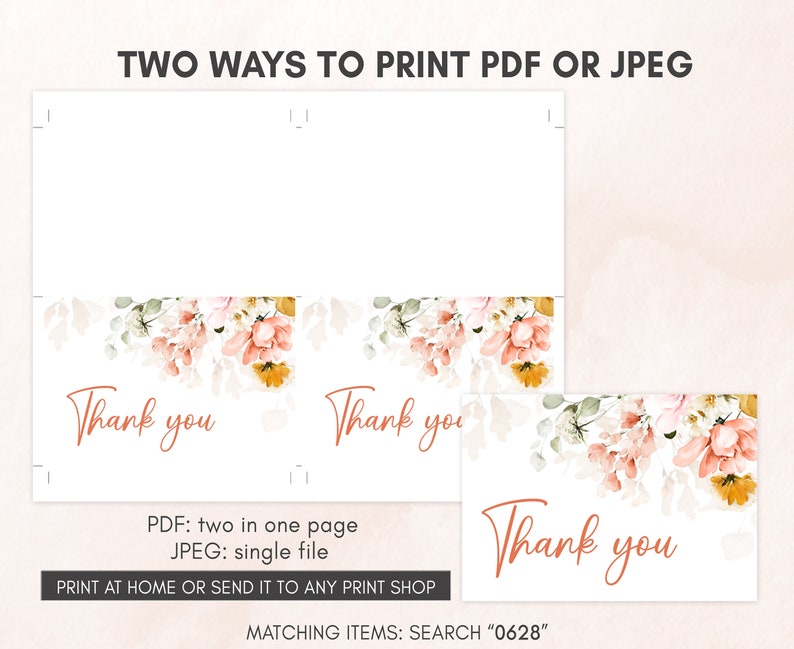 a pair of thank cards with flowers on them