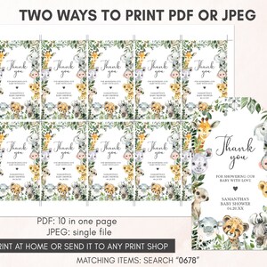 two ways to print a thank card for a baby shower