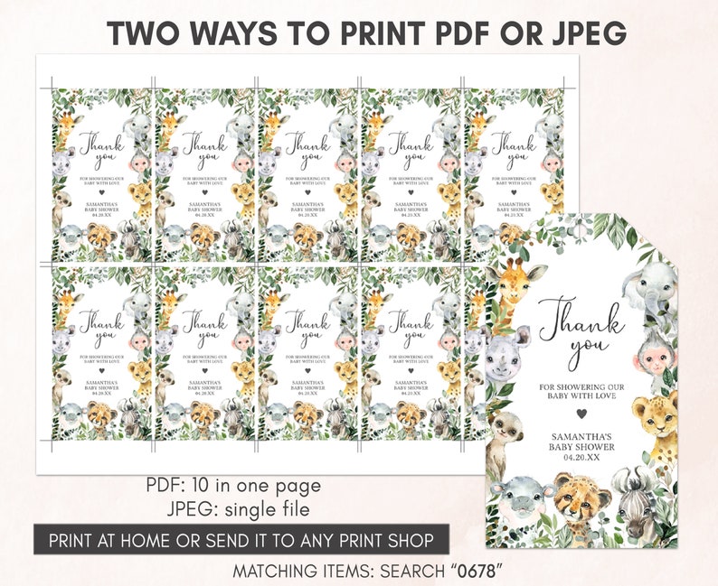 two ways to print a thank card for a baby shower