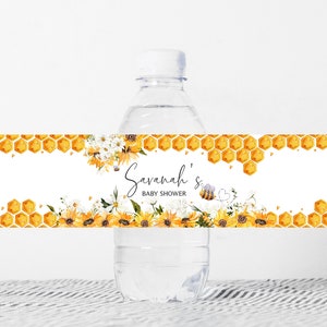 Etichetta modificabile per bottiglia per doccia per bambini con ape di girasole, etichetta per acqua per doccia per bambini neutra per genere ape di miele, adesivo per bottiglia d'acqua per bambino, 0242