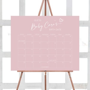 Bearbeitbarer Valentinstag-Babyparty-Fälligkeitsdatumskalender, Minimalistischer Herz-Babypartykalender, rosa Ein kleiner Schatz-Geburtstagsvorhersagen 0596