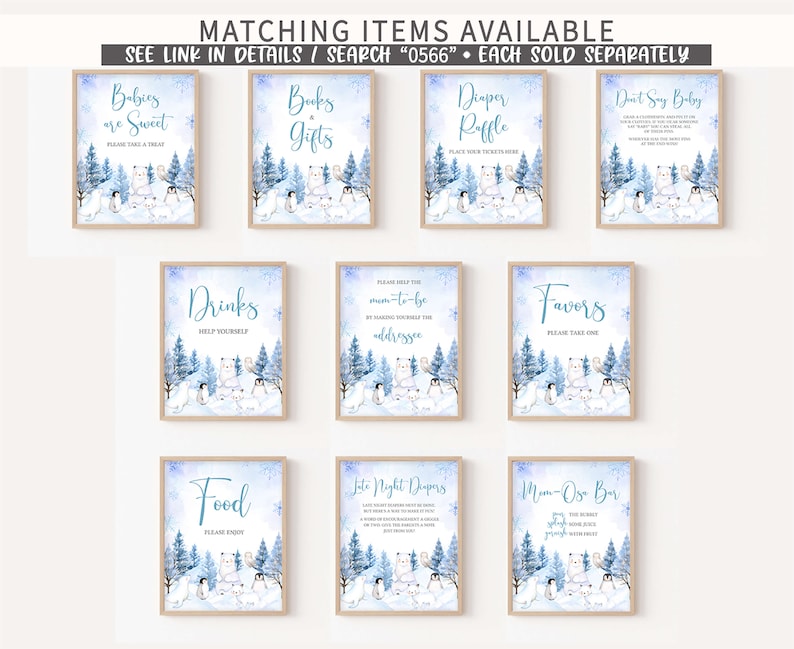 Editable Winter Arctic Animals Baby Shower Due Date Calendar, Blue Baby it's Cold Outside Baby Shower Calendar, Boy Winter Baby Shower 0566 image 3