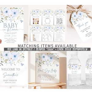 Paquete de juegos editables Baby in Bloom Boy Baby Shower, paquete de juegos de baby shower Dusty Blue Wildflower, juegos de baby shower Boy Spring Flowers, 0684 imagen 2