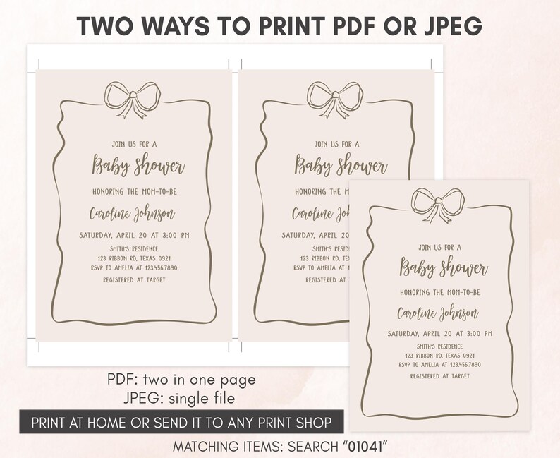 two ways to print for a baby shower