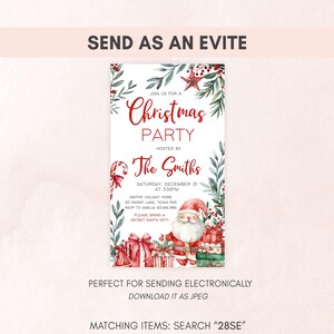 a flyer for a christmas party with a santa clause