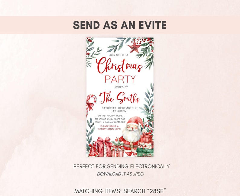 a flyer for a christmas party with a santa clause