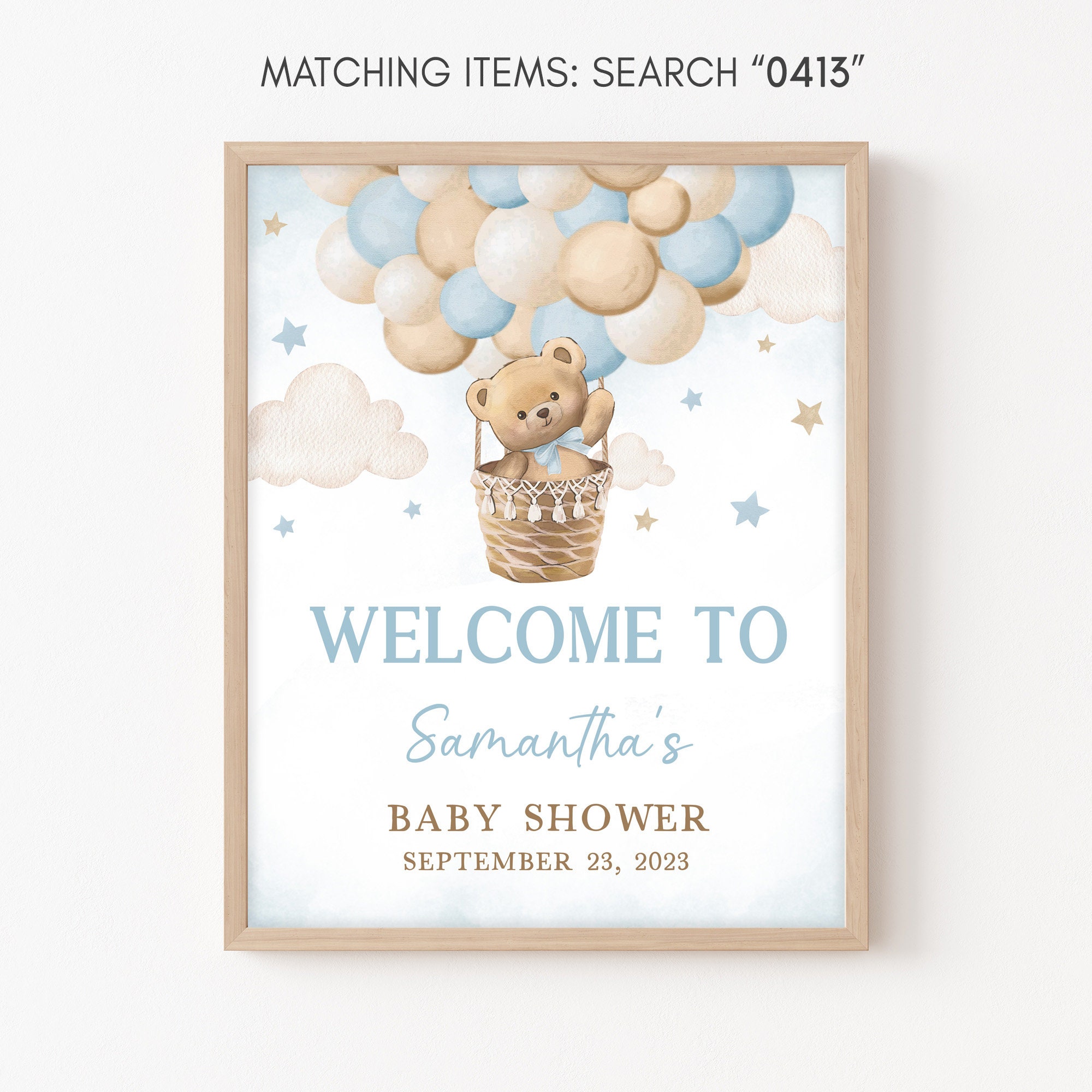 Editable Teddy Bear Hot Air Balloon Baby Shower Welcome Sign, We Can ...
