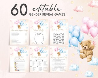 Lot modifiable de jeux révélateurs de sexe ours, jeux de fête révélateurs de sexe We Can Bearly Wait, jeu révélateur de sexe ours en peluche ballons roses bleus GR4