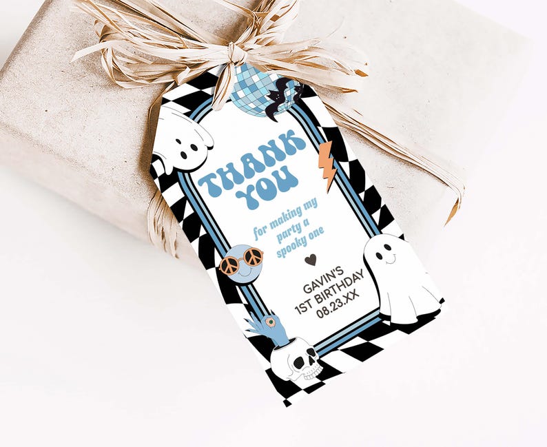 a thank you tag attached to a present box