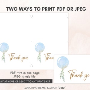 a pair of thank cards with balloons on them