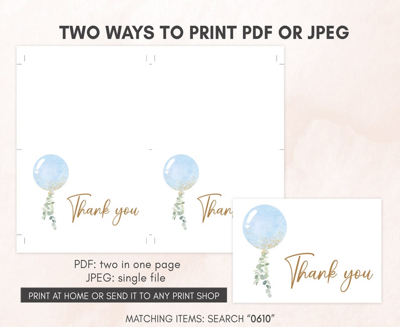 a pair of thank cards with balloons on them