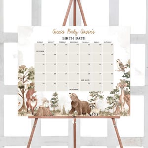 Woodland Animals Baby Shower Calendar