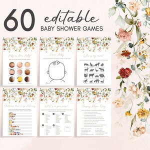 Editable Baby in Bloom Baby Shower Games Bundle, Boho Spring Floral Baby Shower Game Pack, Wildflower Spring Baby Shower, Wild Flower 0659