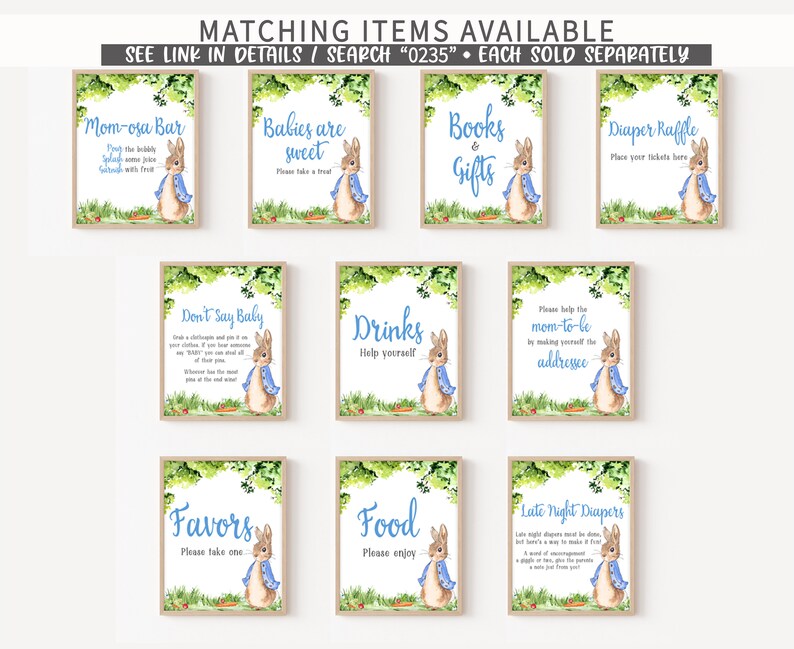 Peter Rabbit Diaper Raffle Sign Diaper Raffle Sign Peter Rabbit Baby Shower, Blue Bunny Baby Shower ...