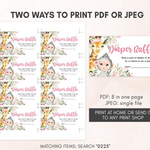 Editable Girl Safari Baby Shower Invitation Set Pink Floral Jungle Baby Shower Invite Pack Wild One Invitation Safari Animals Template 0223 image 6