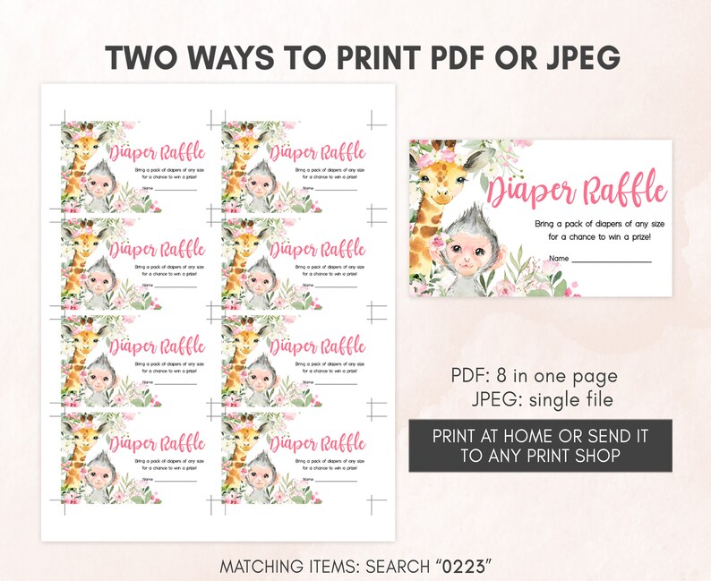 Editable Girl Safari Baby Shower Invitation Set Pink Floral Jungle Baby Shower Invite Pack Wild One Invitation Safari Animals Template 0223 image 6