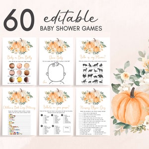 Bewerkbare A Little Pumpkin Babyshower Spelletjesbundel, Herfst Herfst Babyshower Game Pack, Genderneutraal Herfst Pompoen Babyshower, 0887