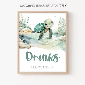 Placa de bebida para chá de bebê de tartaruga marinha, sob o mar Placa de mesa de bebidas para chá de bebê, um pequeno filhote está a caminho Placa de chá de bebê oceano 0712