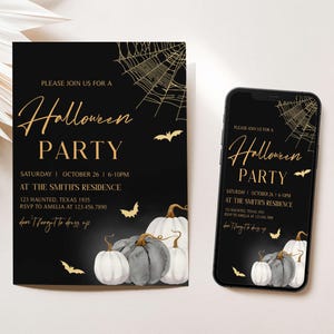 a black and gold halloween party with pumpkins