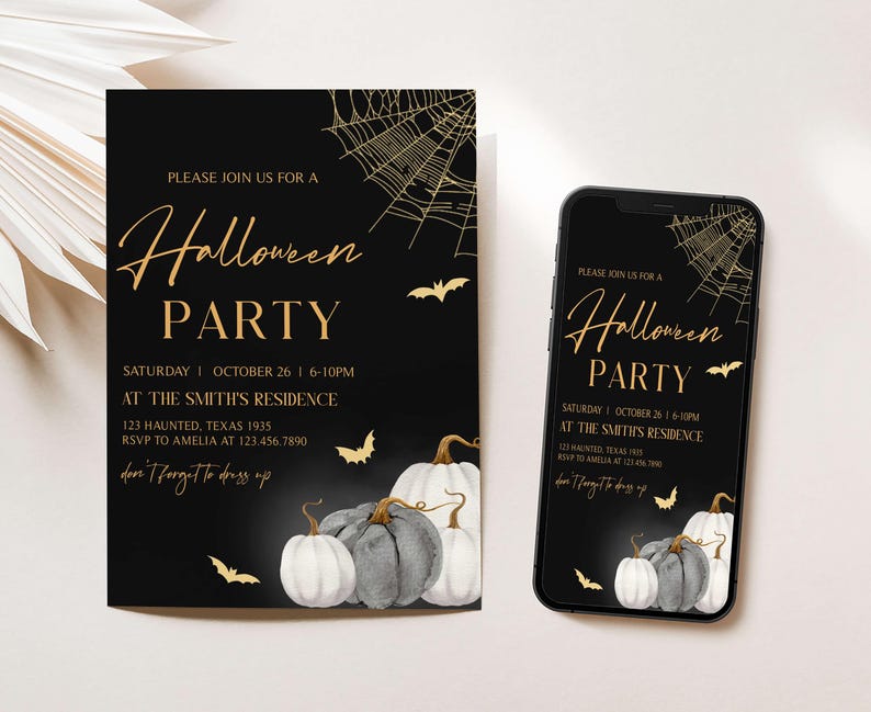 a black and gold halloween party with pumpkins