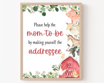 Envelope Station Sign Farm Animal Baby Shower, Boy Farm Addressee Baby Shower Sign, Barnyard Printable Table Sign, Greenery Decor 0138