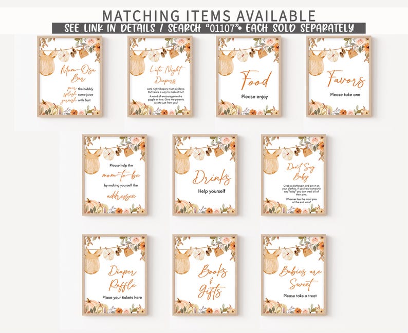 a set of eight matching items for a fall wedding