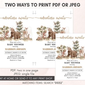 Woodland Animals Baby Shower Invitation Template