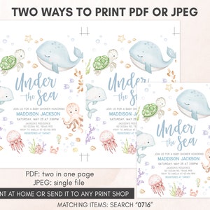 two ways to print a whale and octopus baby shower
