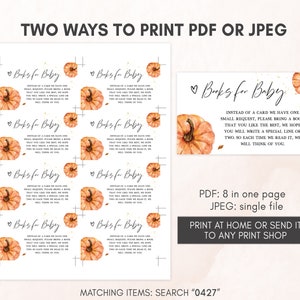 Edytowalny zestaw zaproszeń na baby shower Little Pumpkin, zestaw zaproszeń na baby shower w stylu jesiennym, neutralne pod względem płci jesienne zaproszenie na dynię 0427 zdjęcie 5