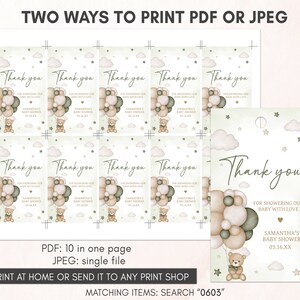 two ways to print a thank card for a baby shower