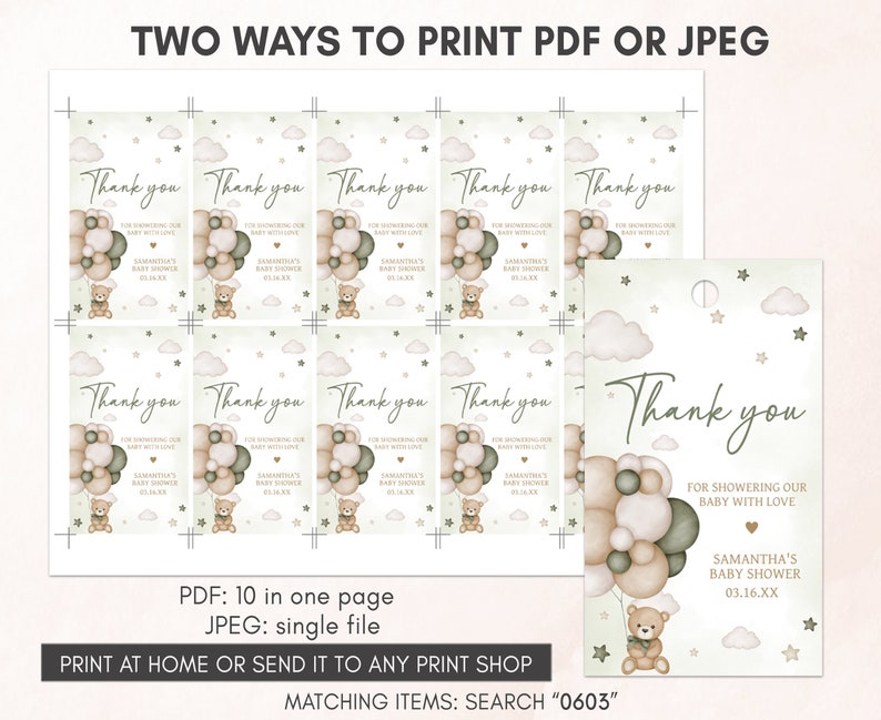 two ways to print a thank card for a baby shower