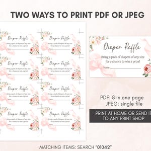 Floral Coquette Baby Shower Diaper Raffle