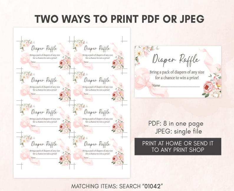 Floral Coquette Baby Shower Diaper Raffle