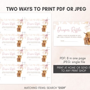 Editable Boho Highland Cow Baby Shower Invitation Bundle, Pink Holy Cow Baby Shower Invite Set, Girl Highland Cow Boho Baby Shower, 0509 image 6