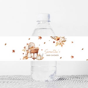 Etichetta modificabile per biberon "Innamorarsi" per baby shower, etichette a fiori per culla e baby shower autunnale, adesivi autunnali per biberon a forma di zucca, 01116