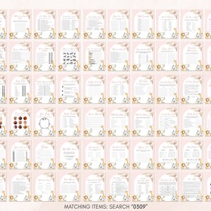 Editable Boho Safari Baby Shower Games Bundle, Pink Floral Jungle Baby Shower Game Pack, Girl Safari Animals Boho Baby Shower Games, 0309 image 3