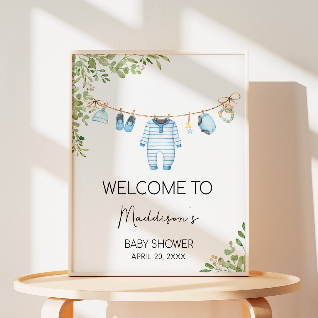 Editable Boy Baby Clothes Baby Shower Welcome Sign Boho Baby Shower editable-boy-baby-clothes-baby-shower-welcome-sign-boho-baby-shower