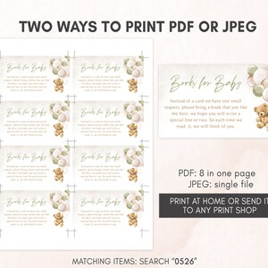 Editable Gender Neutral Bear Baby Shower Invitation Bundle, We Can Bearly Wait Baby Shower Invite Set, Green Balloon Bear Baby Shower, 0526 image 6