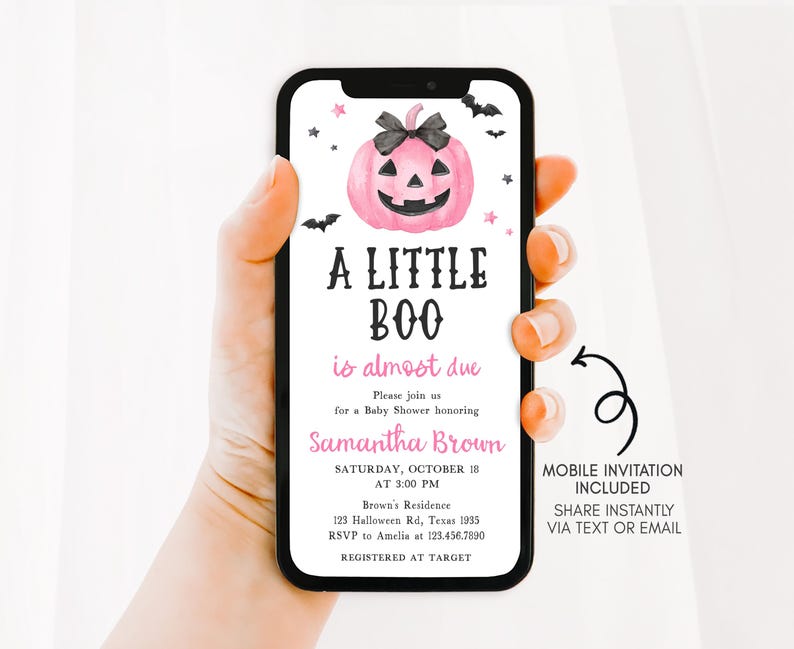 Pink Minimalist A Little Boo Evite