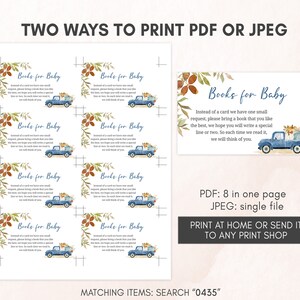 Editable Blue Pumpkin Pickup Truck Baby Shower Invitation Bundle, Fall Baby Shower Invite Set, Boy Autumn Baby Shower Invitation Pack 0435 image 6