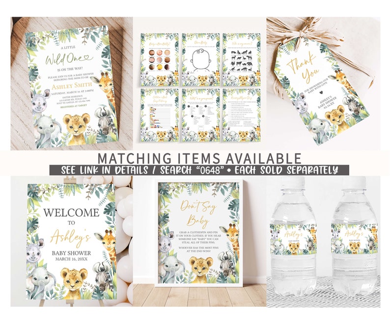 Editable Wild One Baby Shower Due Date Calendar, Jungle Safari Baby Shower Calendar, Greenery Safari Animals Birthday Prediction Game, 0648 image 2
