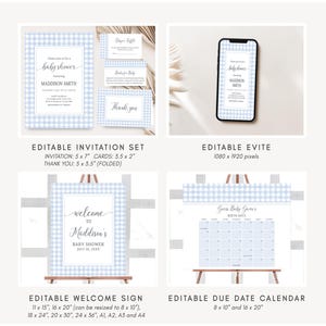 Gingham Invitation, Picnic Welcome Sign, Backyard Baby Shower Calendar