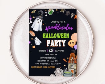 Bearbeitbare Spuk-Halloween-Party-Einladung, Halloween-Einladung, Halloween-Party-Einladung, Gruselige Halloween-Einladungsvorlage, 8SE