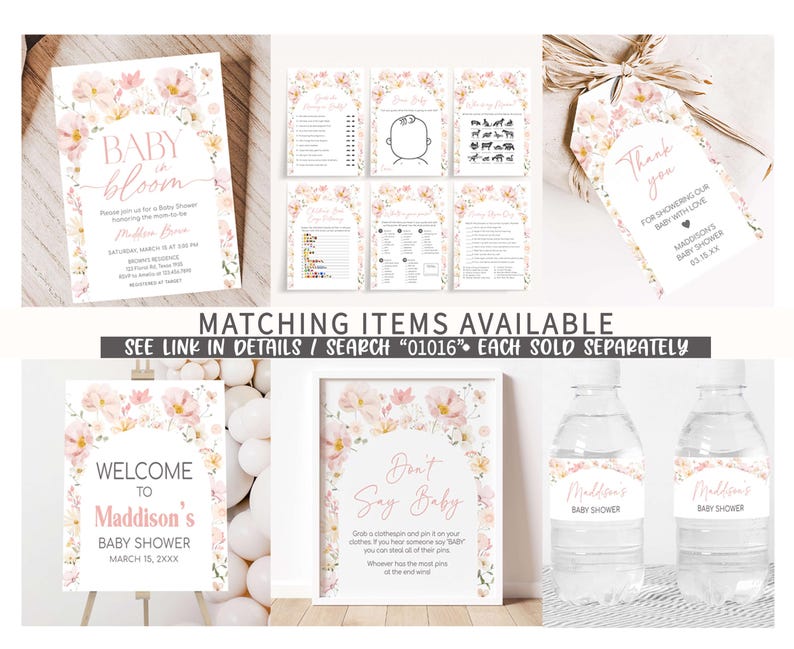 matching items available for a baby shower